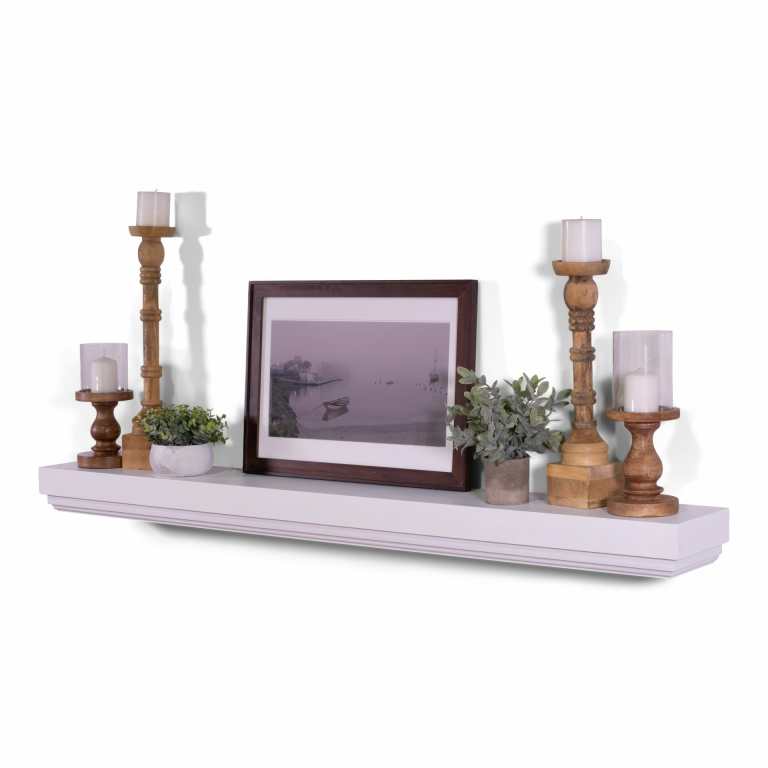 poplar solid wood mantel in white color